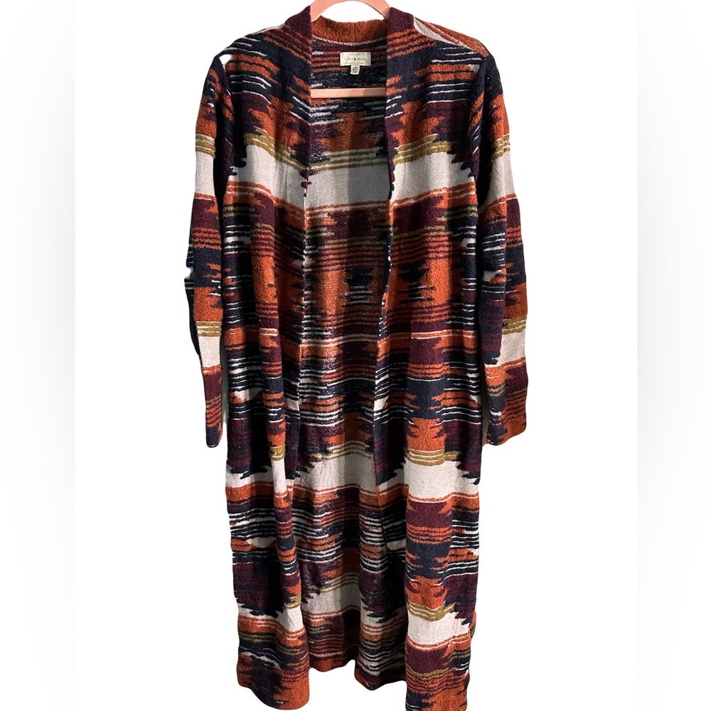 Lucky Brand Aztec Print Long Cardigan Size Large